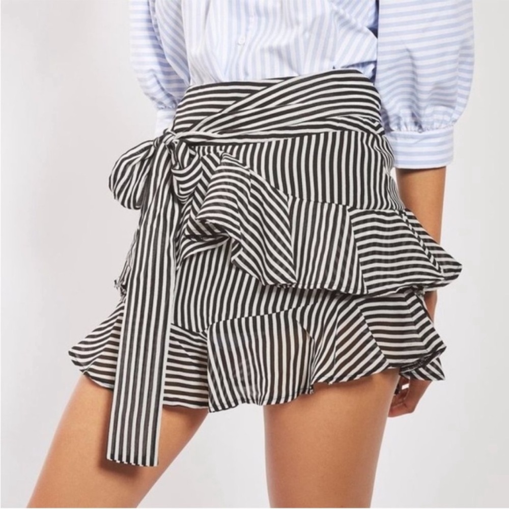 💖Topshop stripped skirt with belt tie